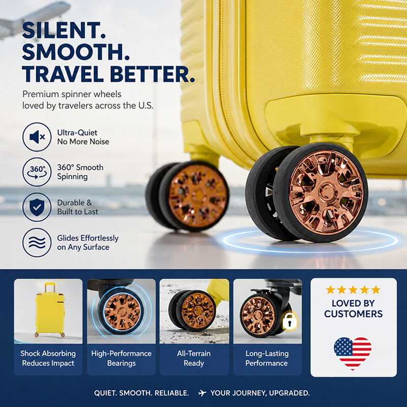 Yellow Stylish 4-Piece Suitcase With Lock