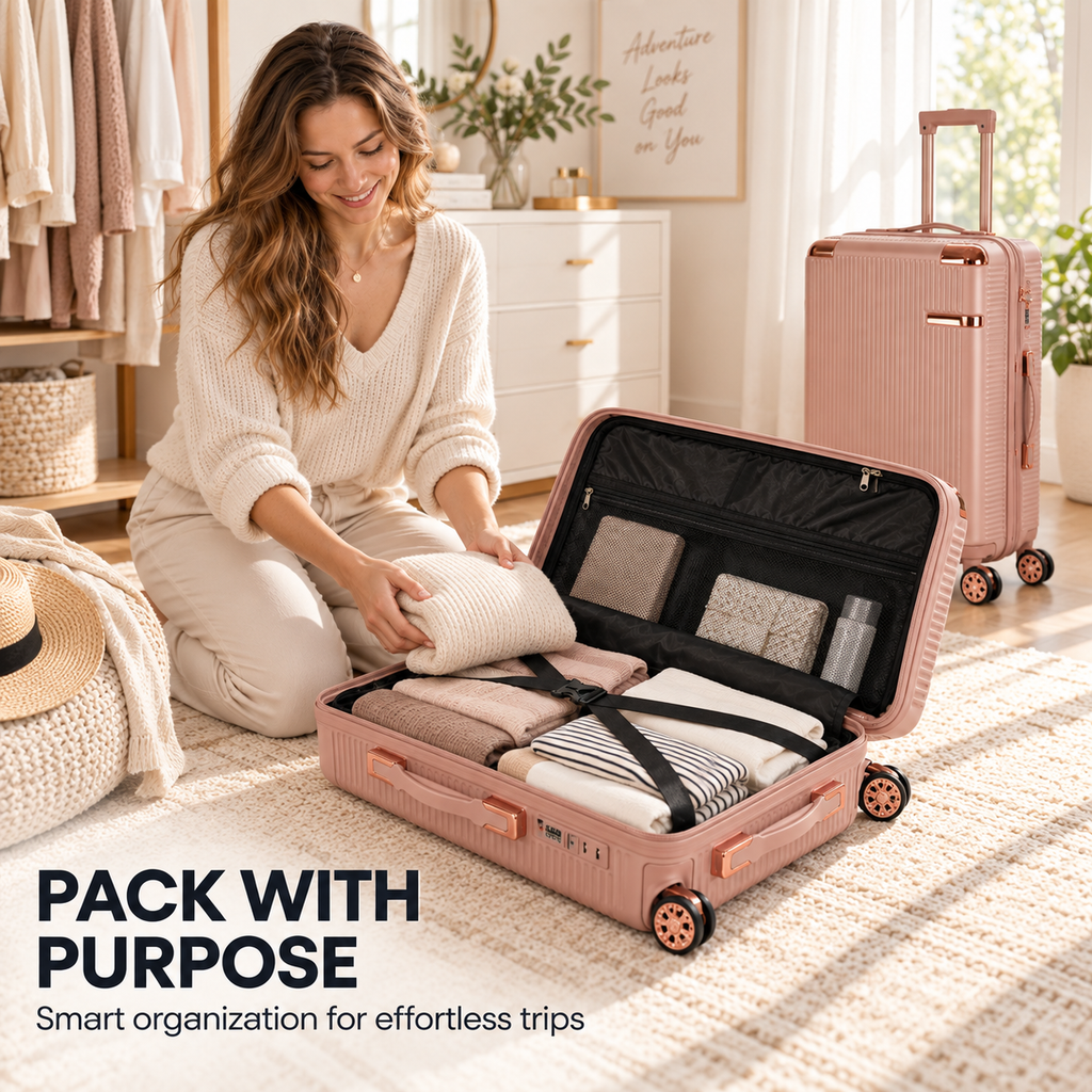 Rosey Stylish 4-Piece Suitcase With Lock