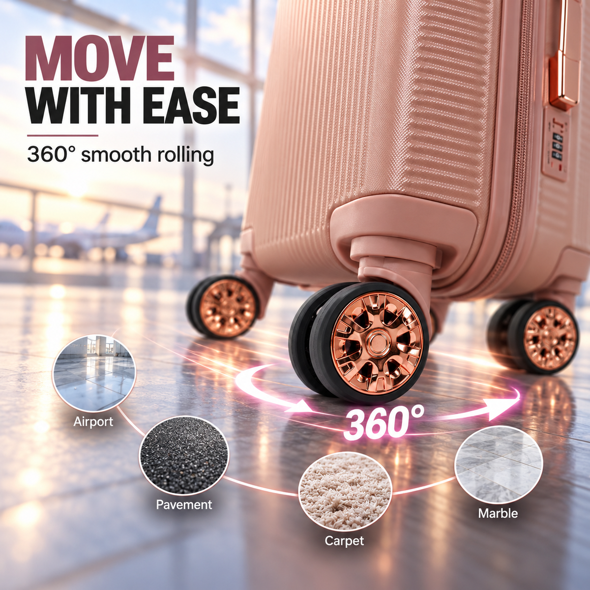 Rosey Stylish 4-Piece Suitcase With Lock