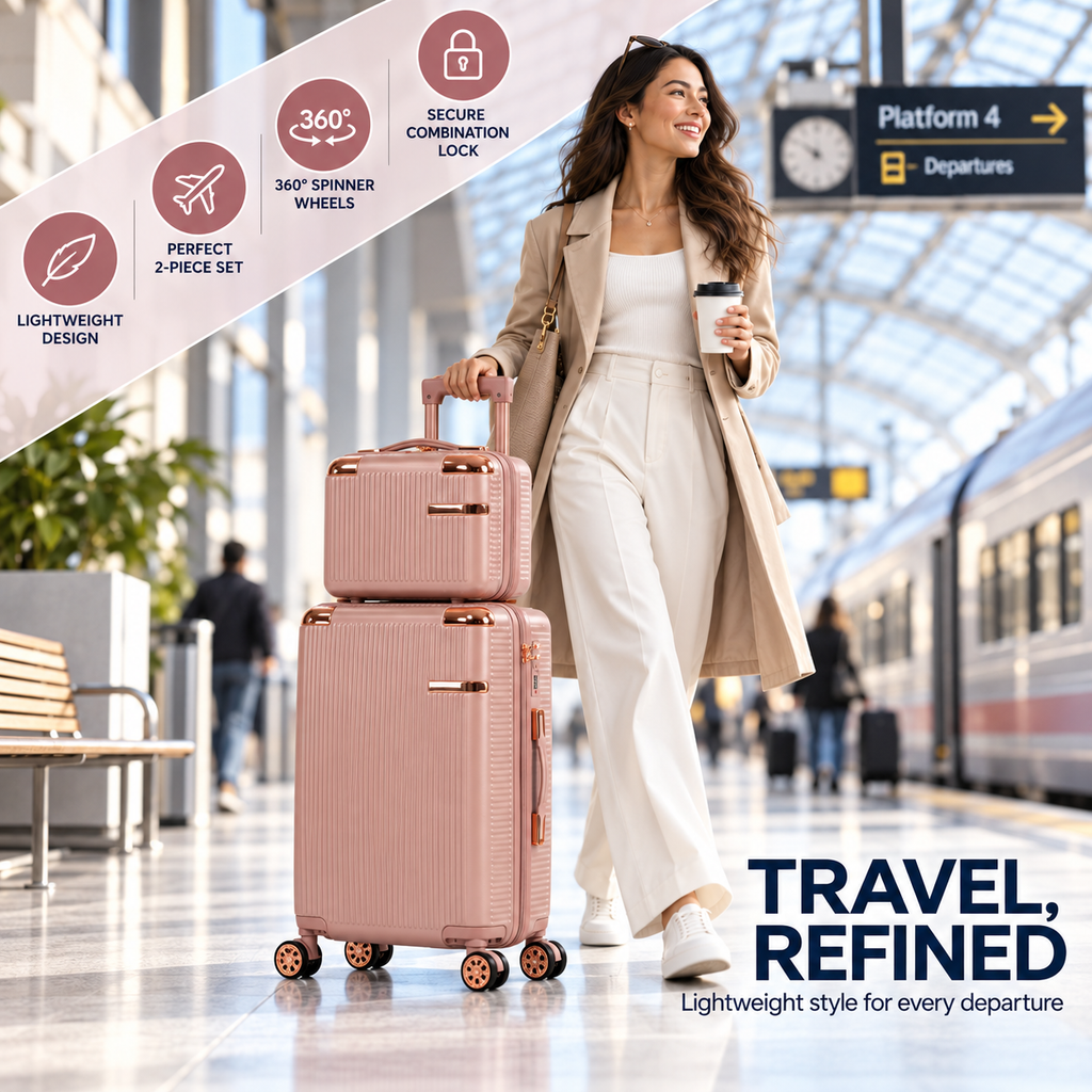 Rosey Stylish 4-Piece Suitcase With Lock