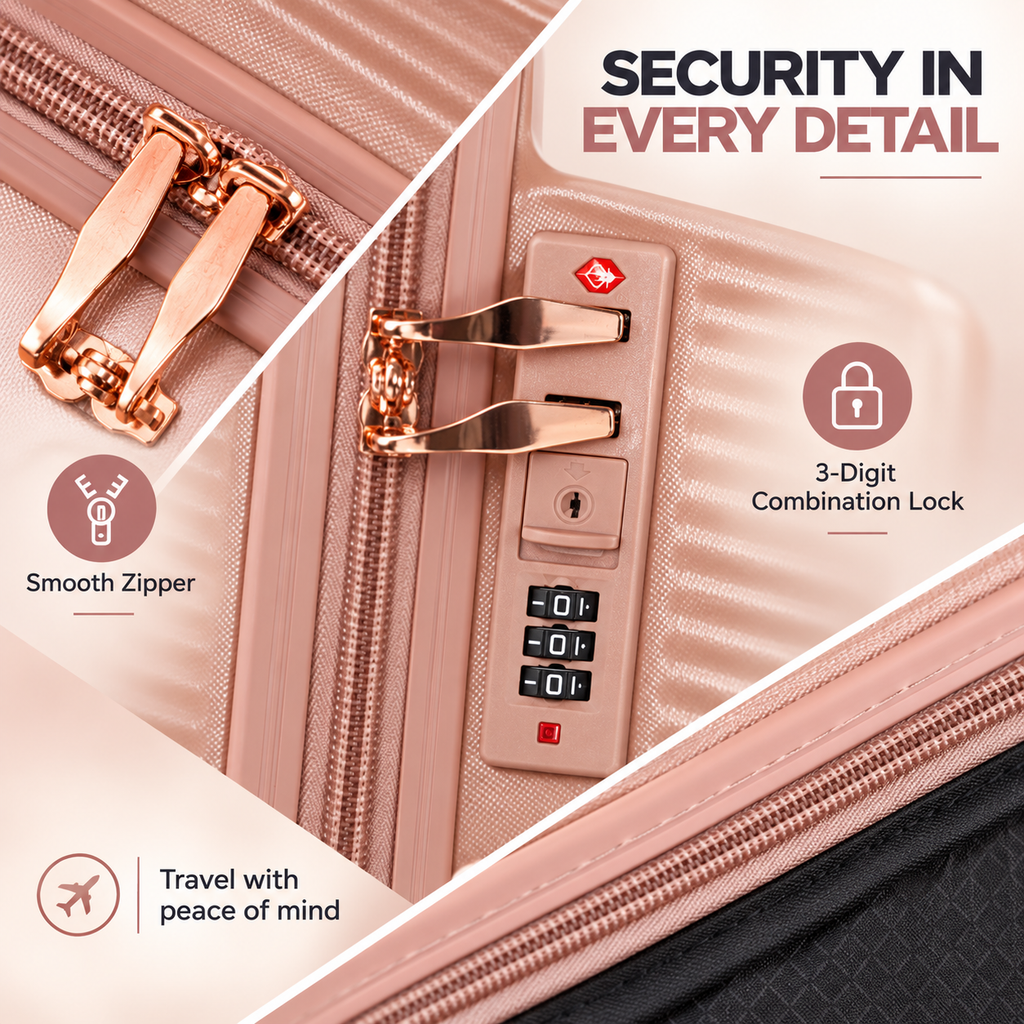 Rosey Stylish 4-Piece Suitcase With Lock