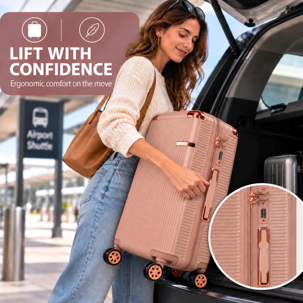 Rosey Stylish 4-Piece Suitcase With Lock